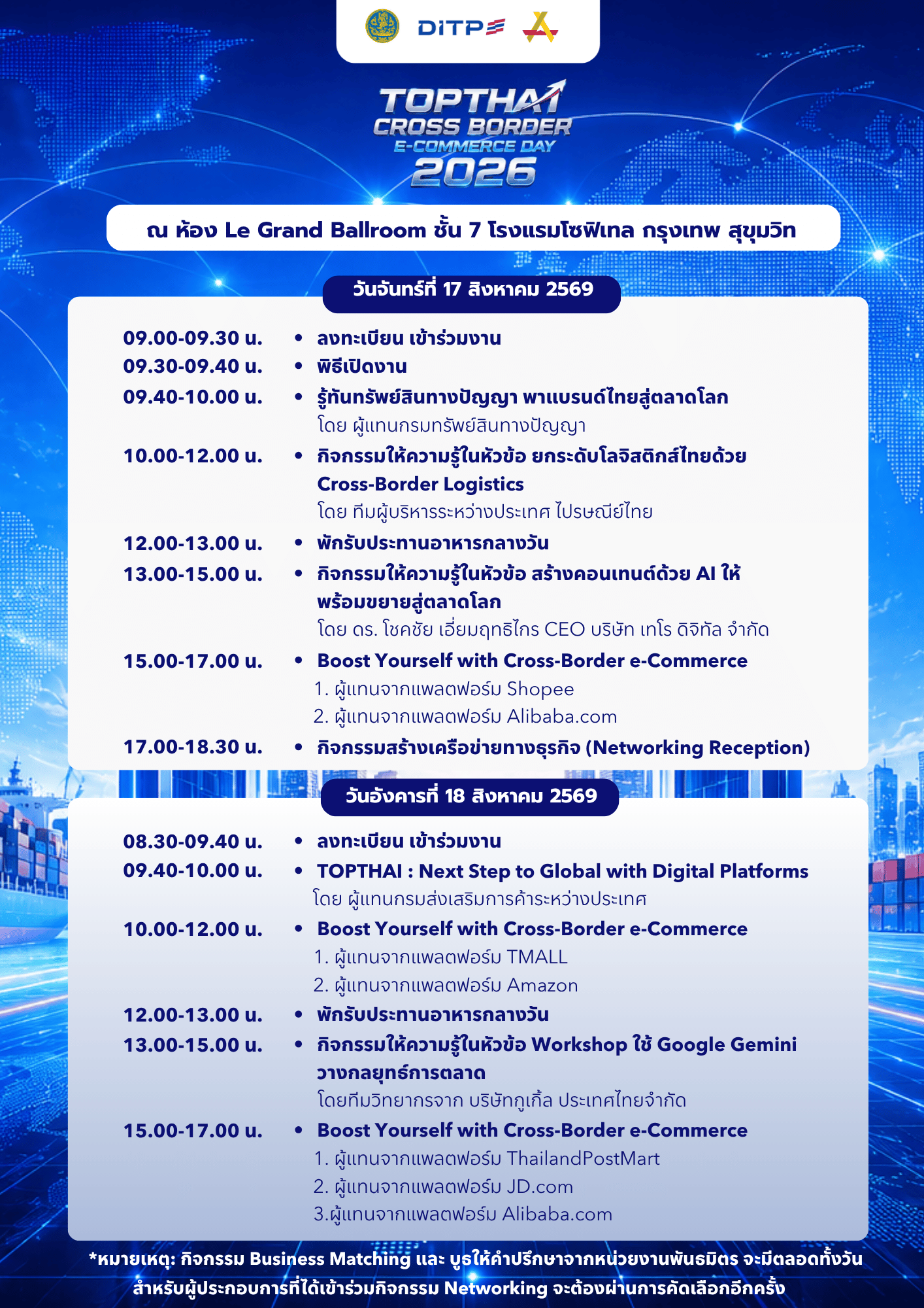กำหนดการงาน TOPTHAI Cross Border E-Commerce Day 2026